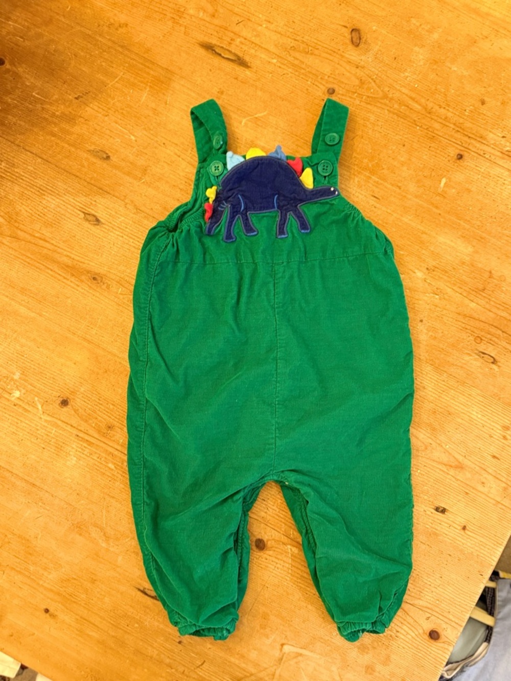 Green Dinosaur Appliqué Kids Overalls